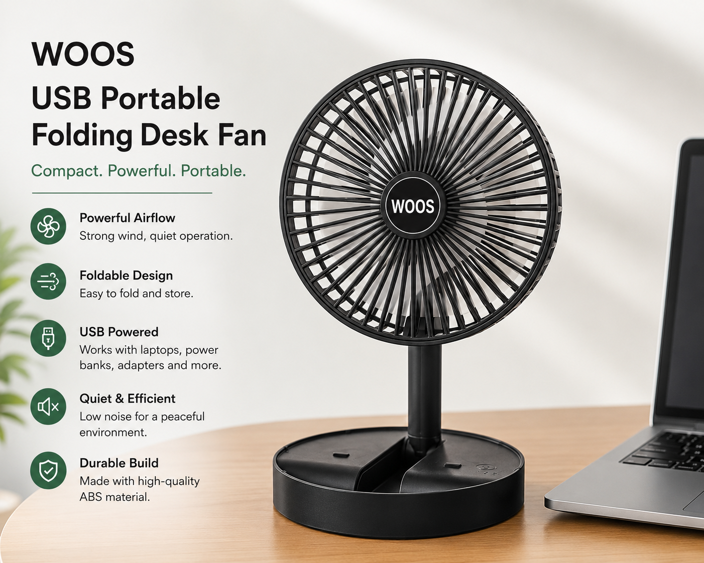 Mini desk fan| USB Portable Folding Desk Fan | Compact Rechargeable Table Fan