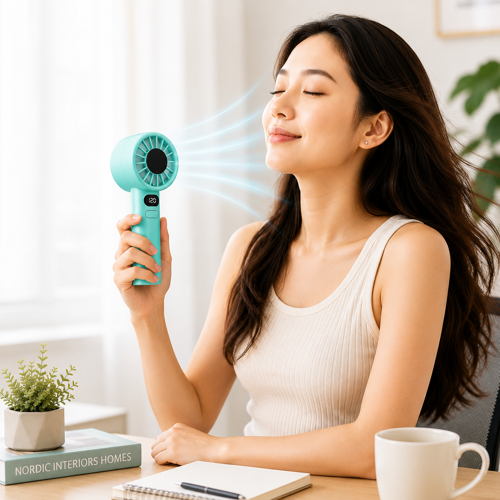 portable Hand Fan | Mini fan |Portable Handheld Fan with Digital Display & Table Stand – 120 Speed Levels