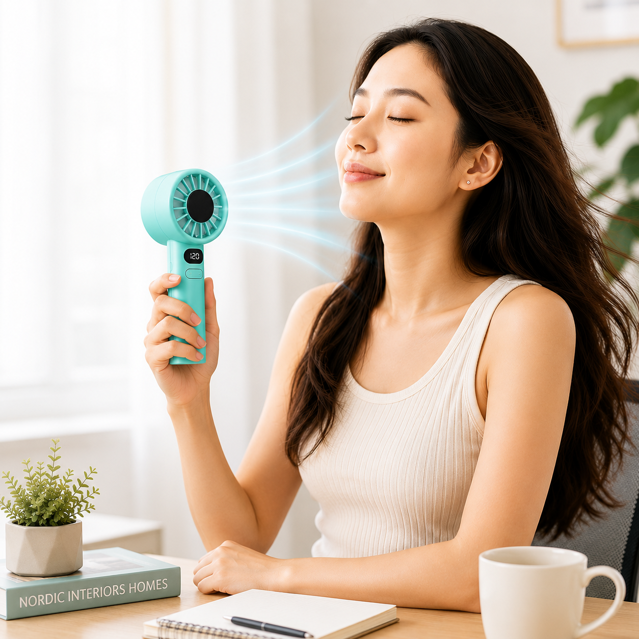 portable Hand Fan | Mini fan |Portable Handheld Fan with Digital Display & Table Stand – 120 Speed Levels