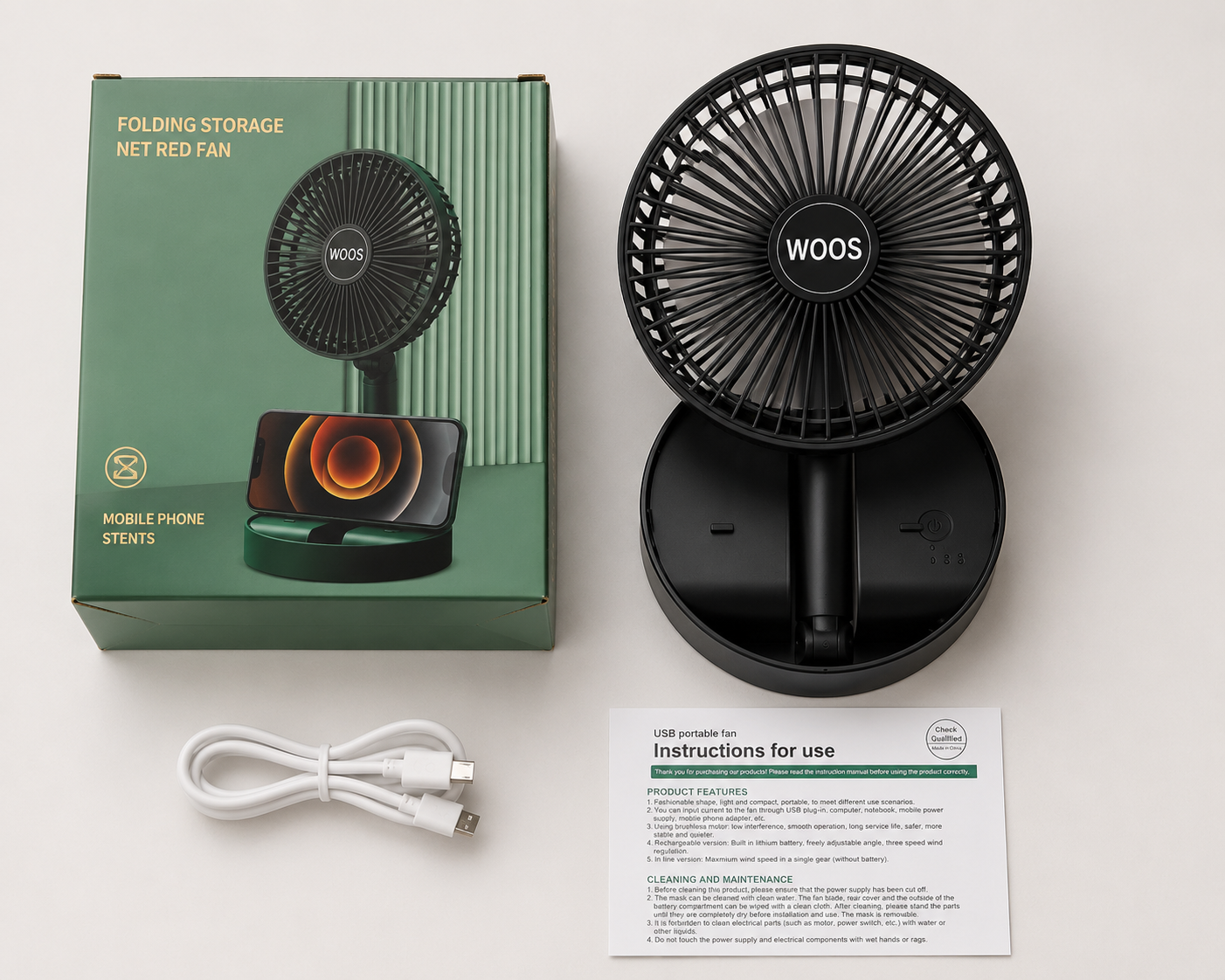Mini desk fan| USB Portable Folding Desk Fan | Compact Rechargeable Table Fan