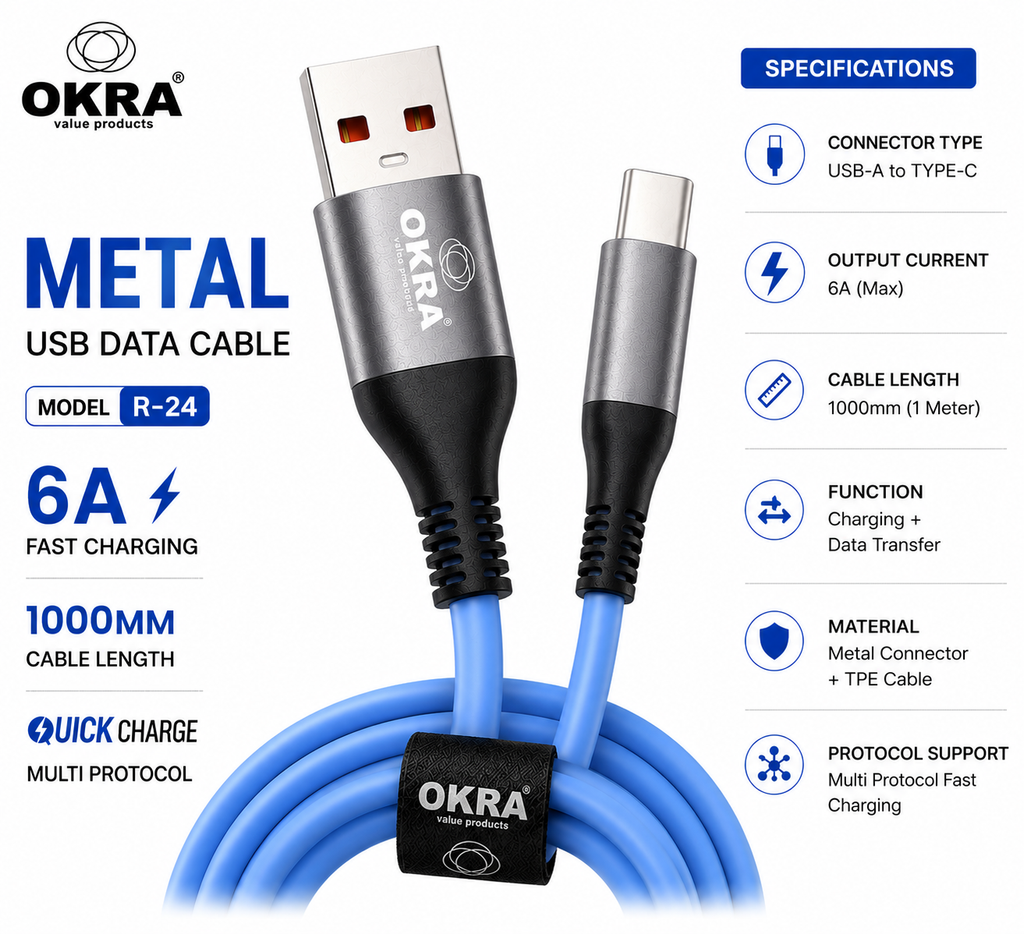 Metal USB Data Cable (Type-B)