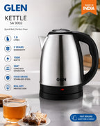 Electric stainless steel kettle of glen only in 1200 with 2 years of warranty 